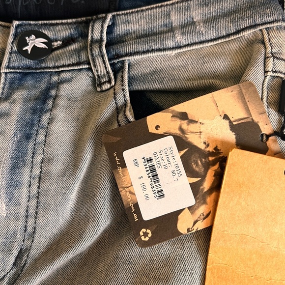 One Teaspoon Light Blue distressed Skinny Jeans waist "13" "14" Stretched - Picture 4 of 6